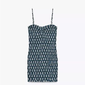 SMOCKED PRINTED MINI DRESS sz small